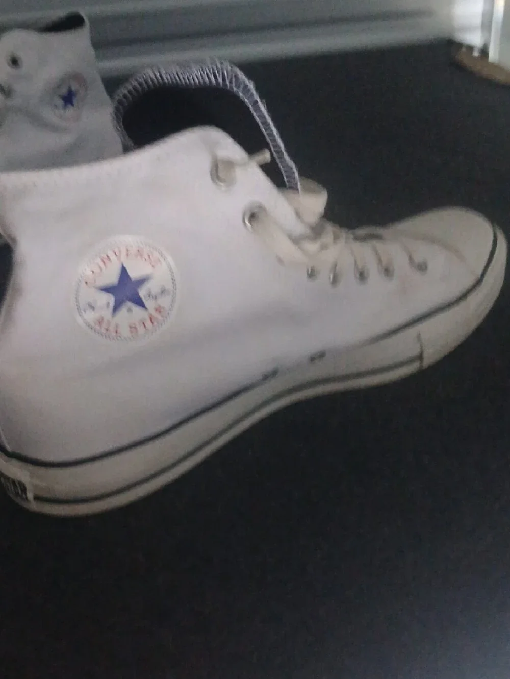 Converse White High Top Sneakers with Blue Star - Picture 3 of 8